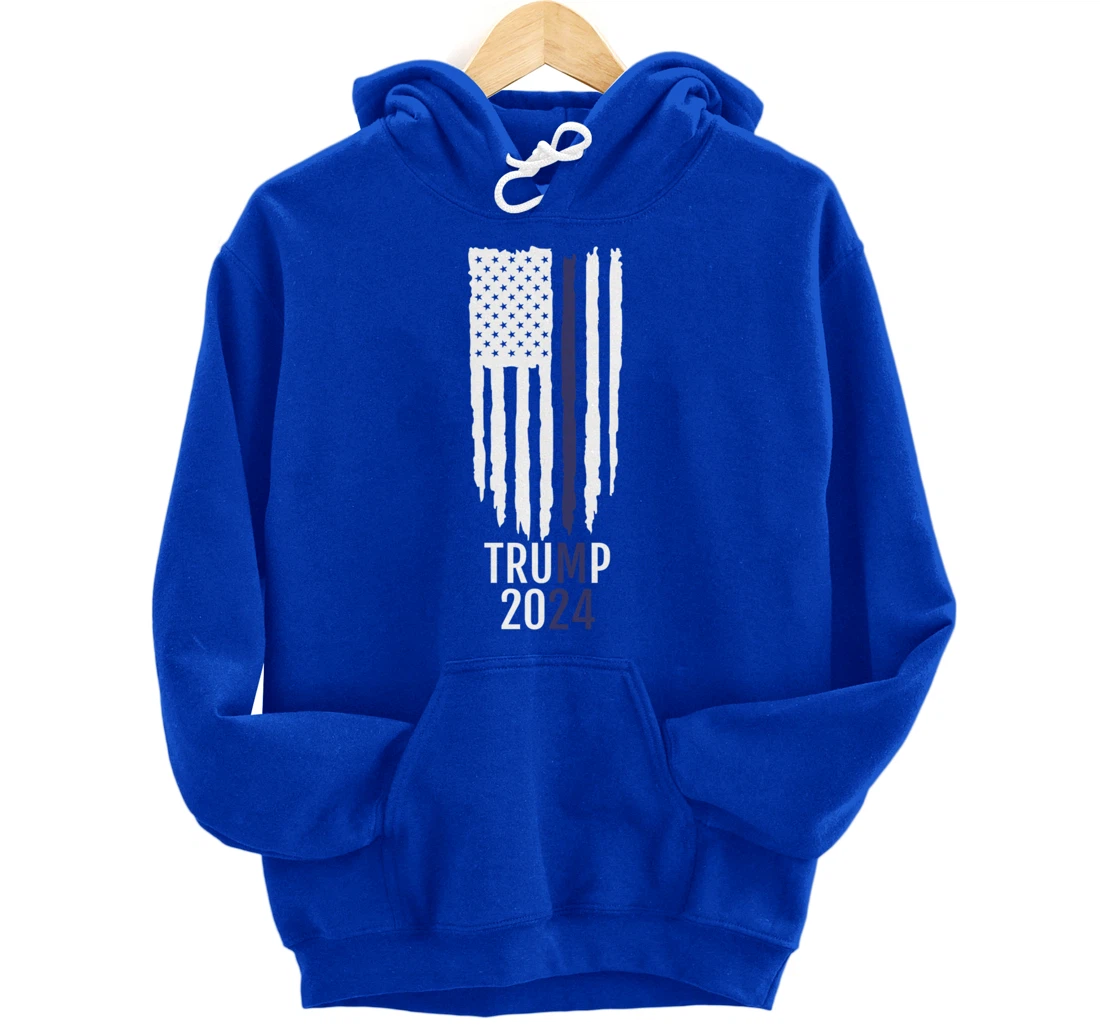 President Donald Trump 2024 Thin Blue Line Police Pullover Hoodie