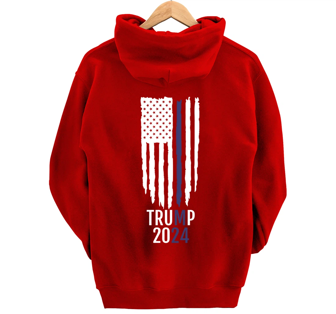 President Donald Trump 2024 Thin Blue Line Police Pullover Hoodie