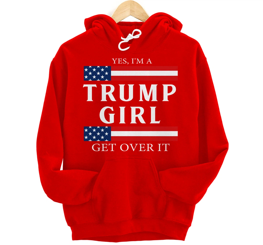 USA Patriotic Proud Trump Girl Vote America Flag Design Pullover Hoodie