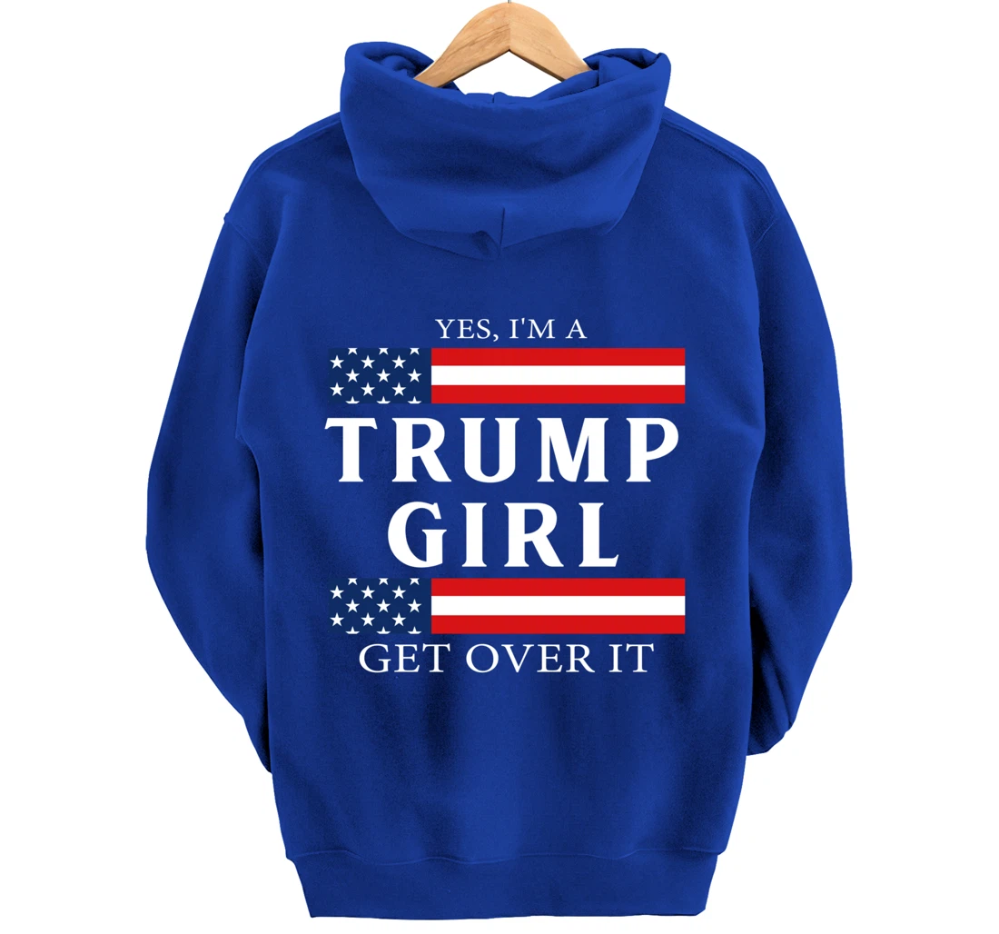 USA Patriotic Proud Trump Girl Vote America Flag Design Pullover Hoodie