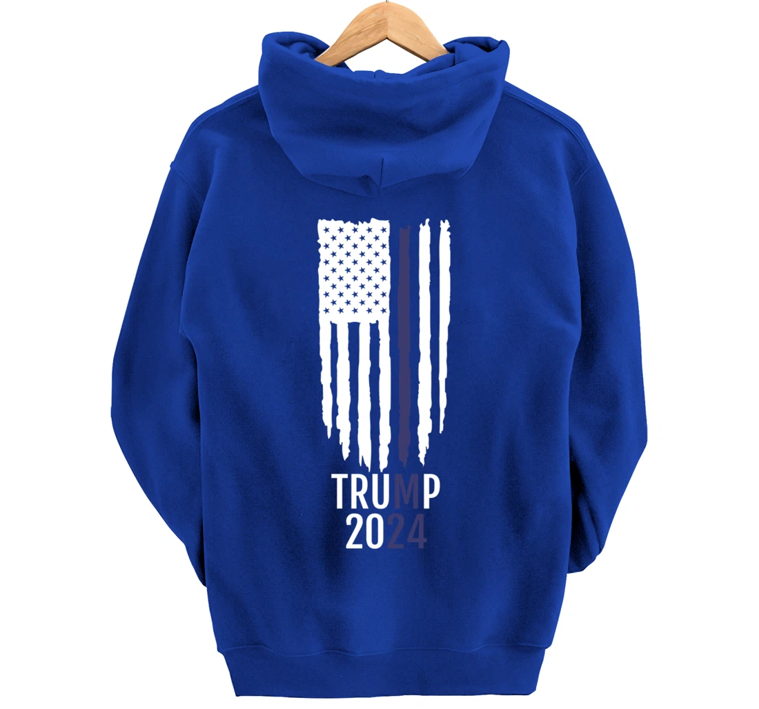 President Donald Trump 2024 Thin Blue Line Police Pullover Hoodie