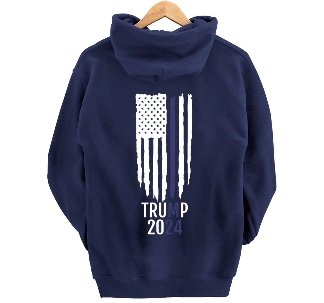 President Donald Trump 2024 Thin Blue Line Police Pullover Hoodie