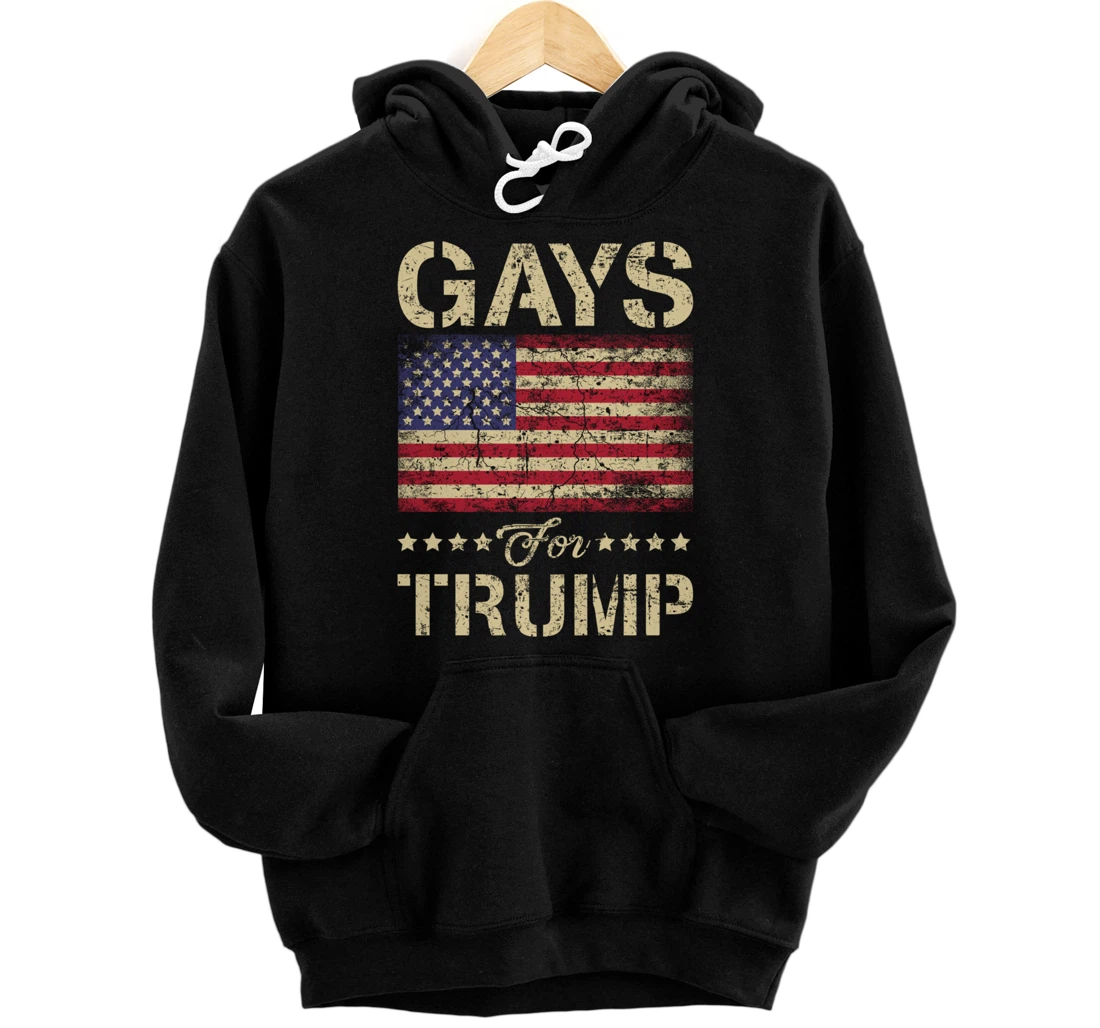 Gays For Trump Stars and Stripes American Flag Pullover Hoodie