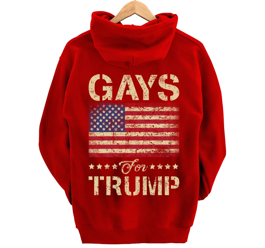 Gays For Trump Stars and Stripes American Flag Pullover Hoodie
