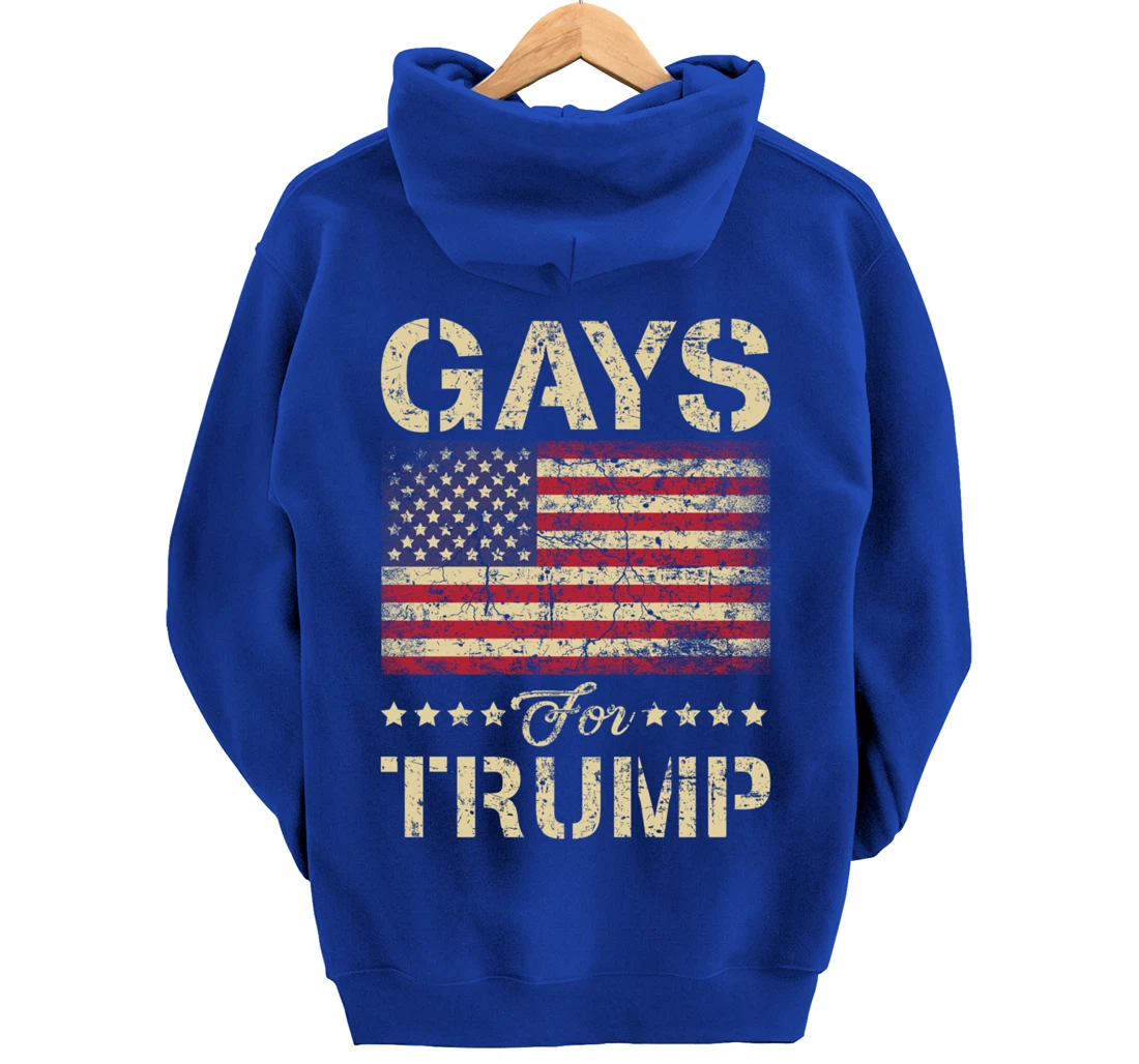 Gays For Trump Stars and Stripes American Flag Pullover Hoodie