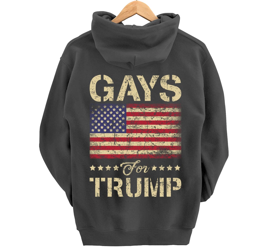 Gays For Trump Stars and Stripes American Flag Pullover Hoodie
