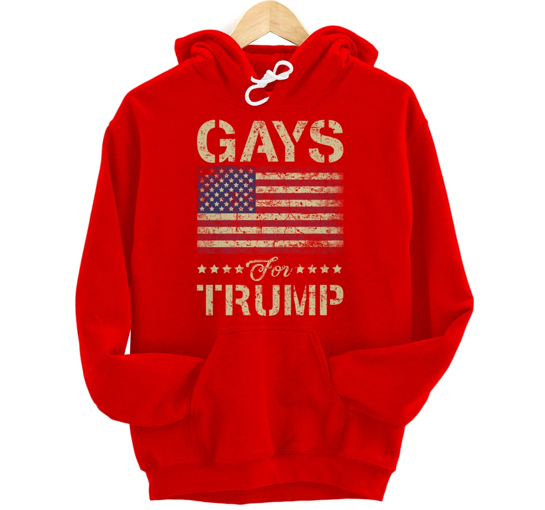 Gays For Trump Stars and Stripes American Flag Pullover Hoodie
