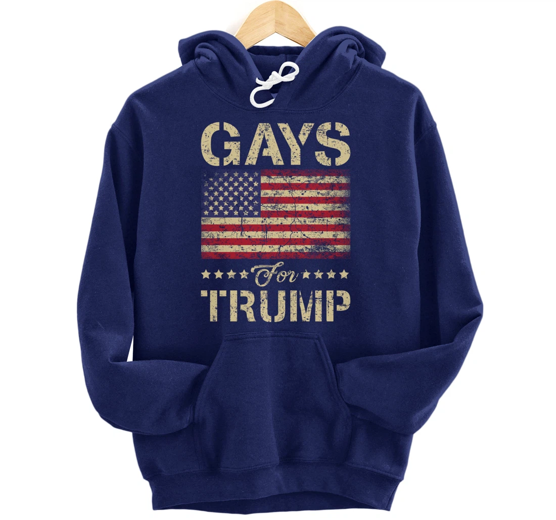 Gays For Trump Stars and Stripes American Flag Pullover Hoodie