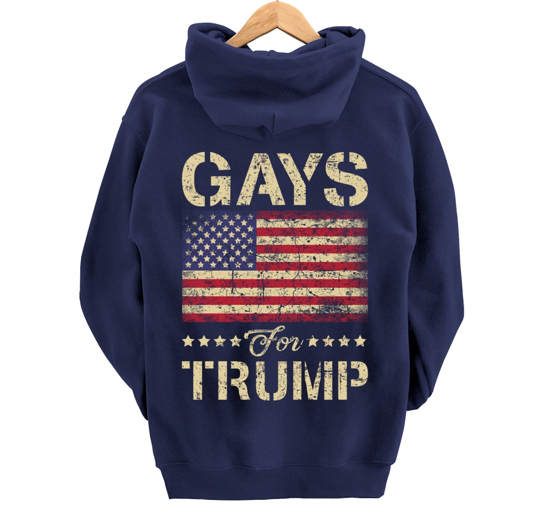 Gays For Trump Stars and Stripes American Flag Pullover Hoodie