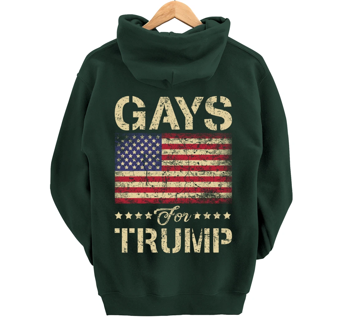 Gays For Trump Stars and Stripes American Flag Pullover Hoodie