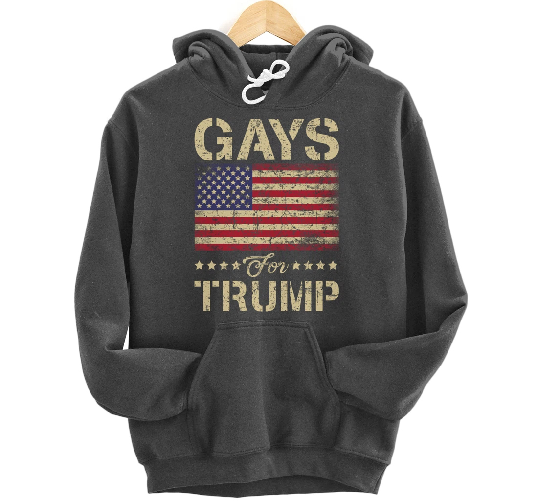 Gays For Trump Stars and Stripes American Flag Pullover Hoodie