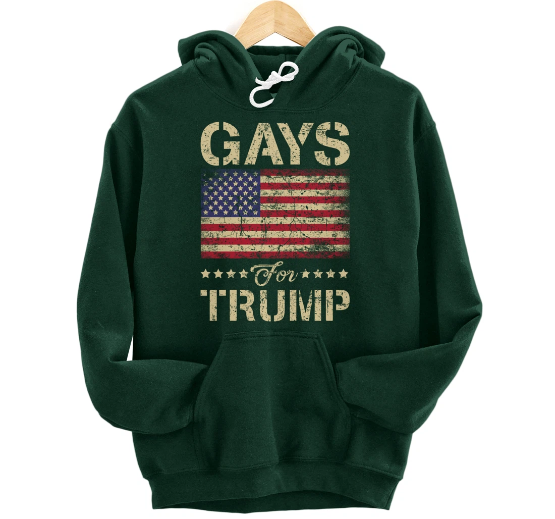 Gays For Trump Stars and Stripes American Flag Pullover Hoodie