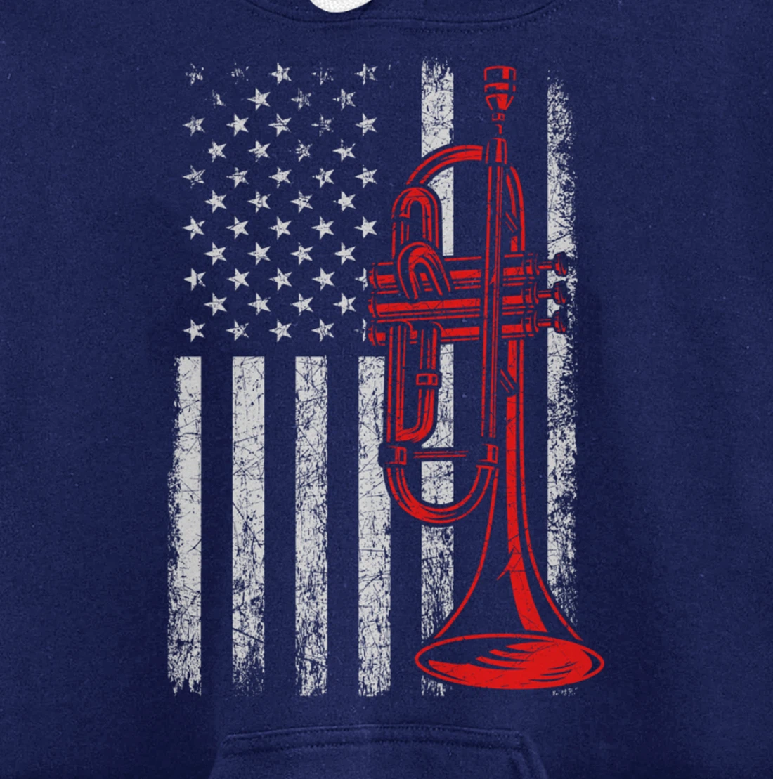 USA Flag Trumpet Pullover Hoodie