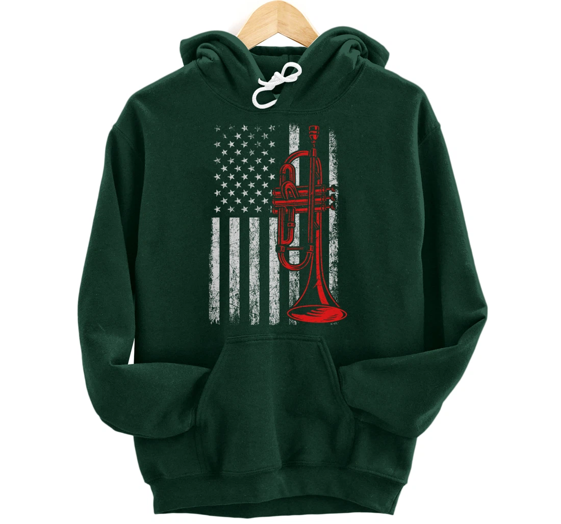 USA Flag Trumpet Pullover Hoodie