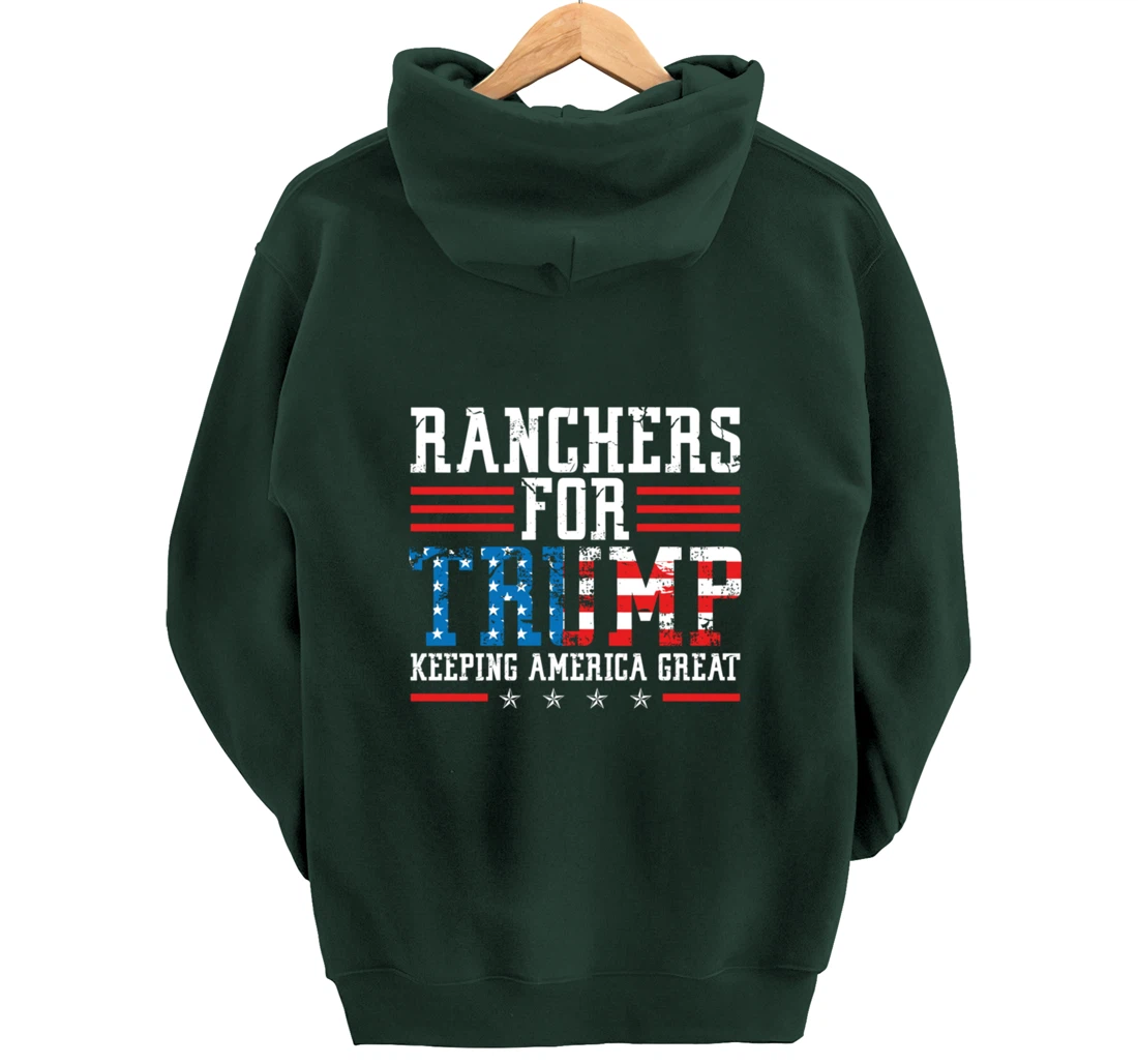 Ranchers For Trump - US American Flag Election Rancher Gift Pullover Hoodie
