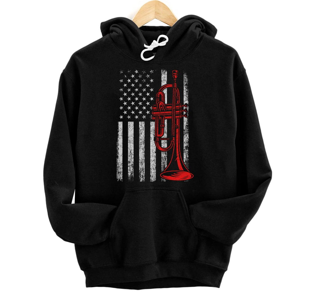 USA Flag Trumpet Pullover Hoodie