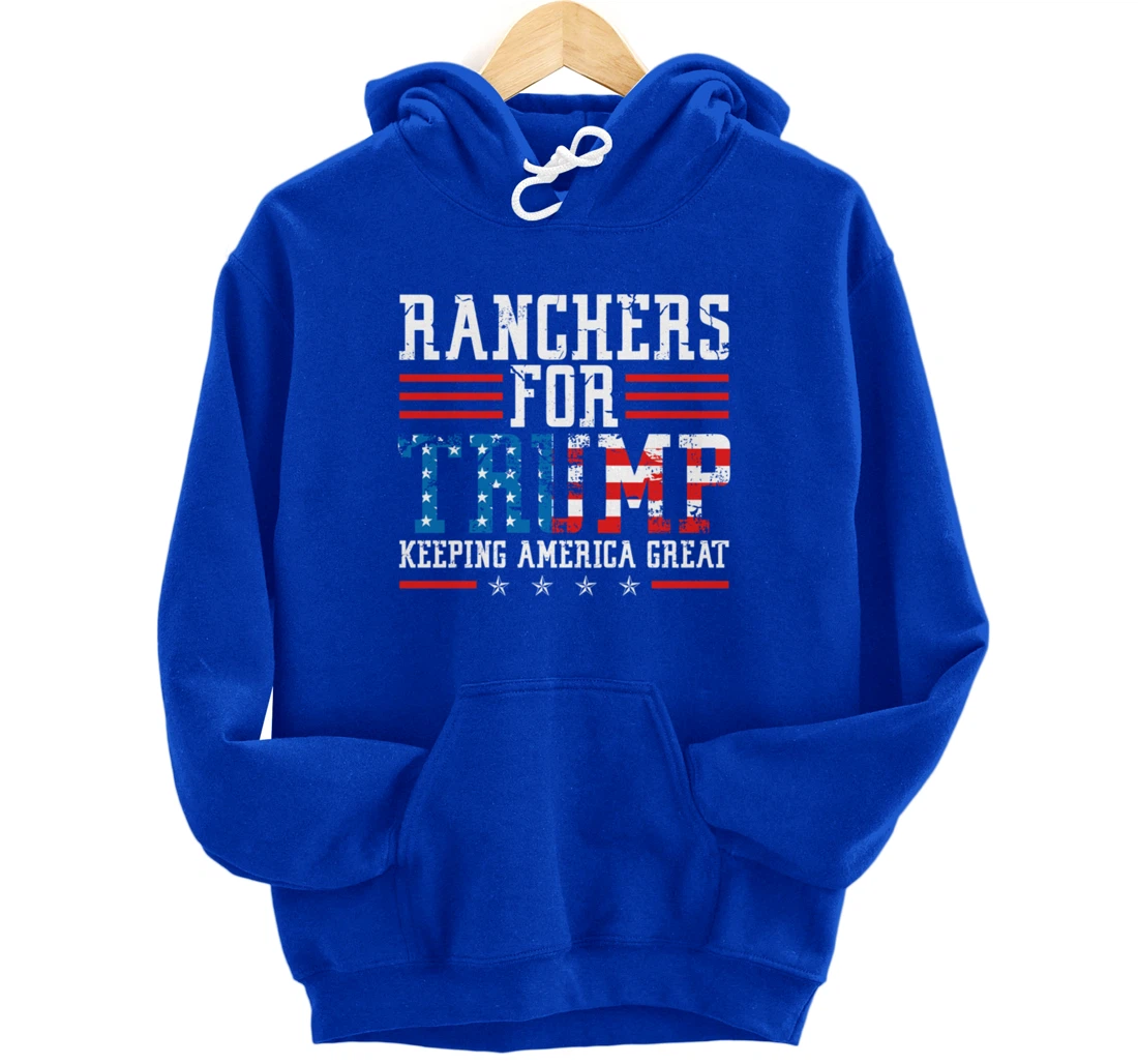 Ranchers For Trump - US American Flag Election Rancher Gift Pullover Hoodie