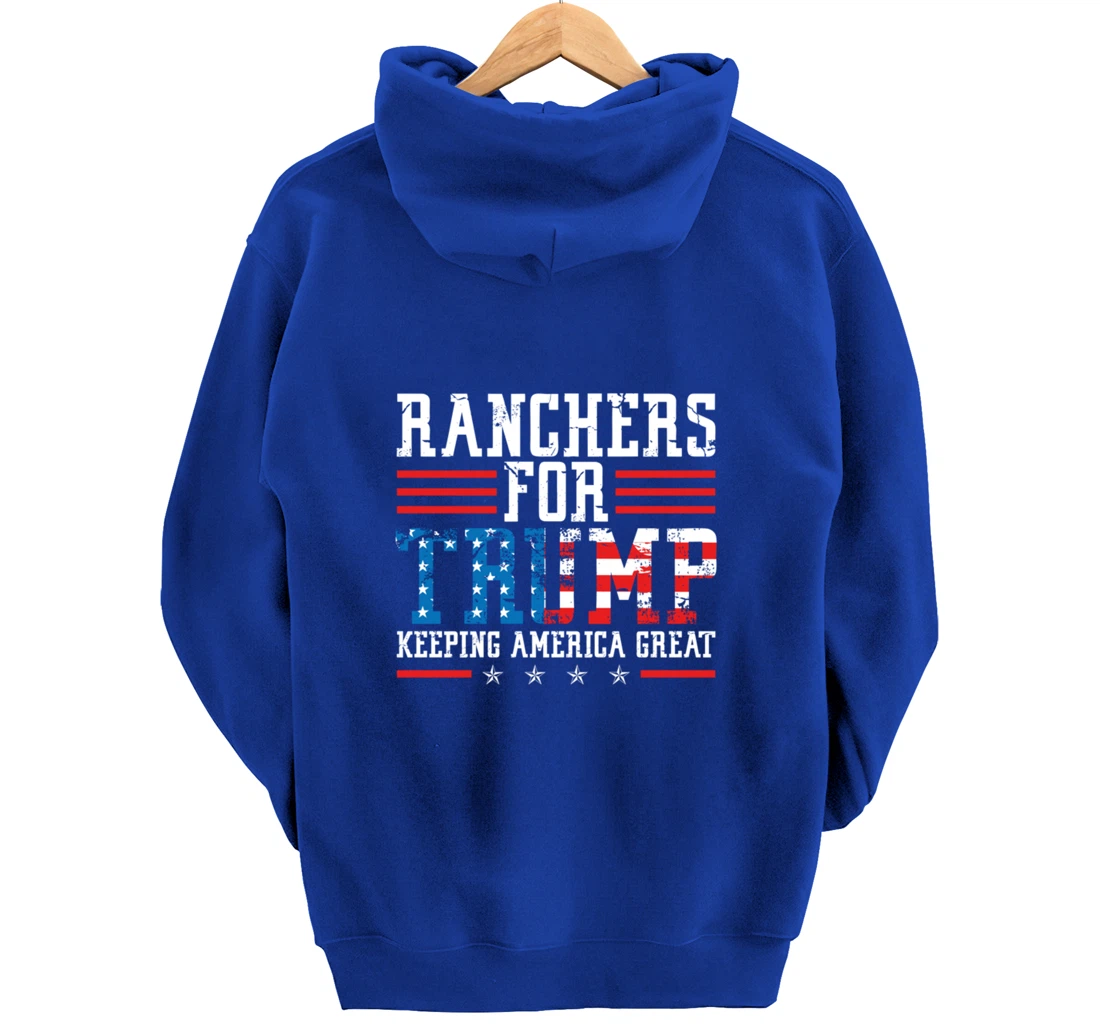 Ranchers For Trump - US American Flag Election Rancher Gift Pullover Hoodie