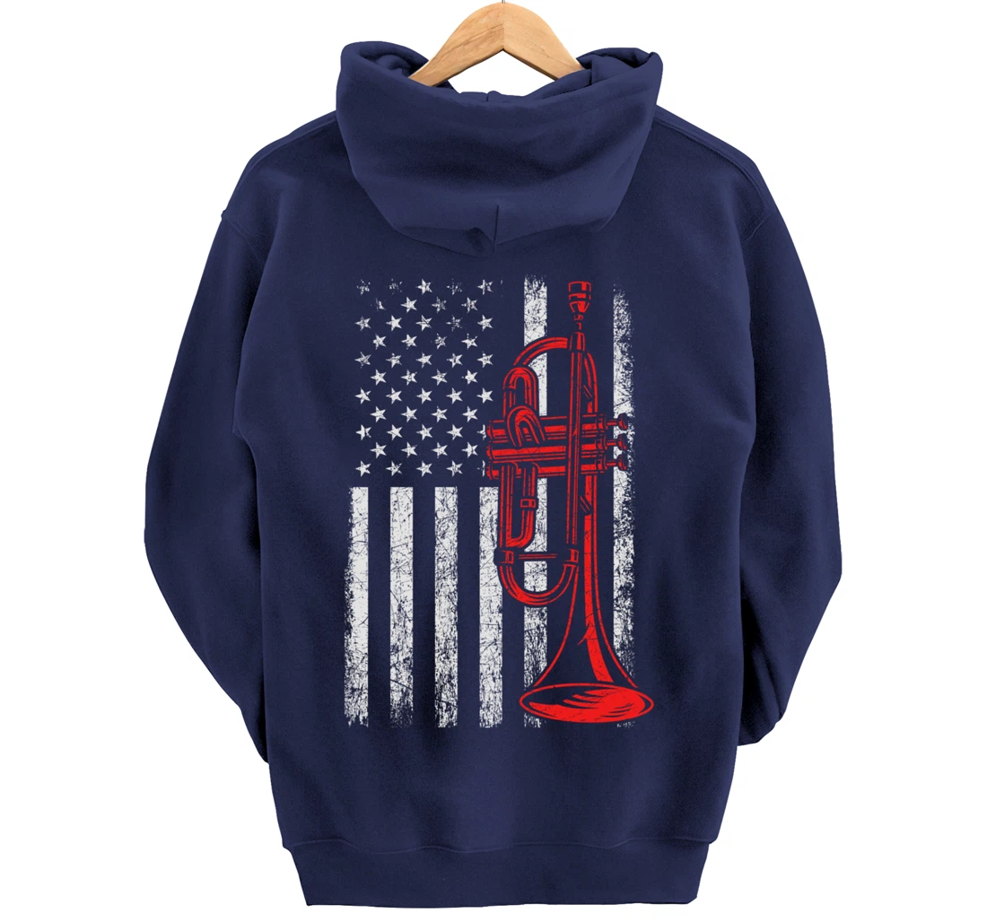 USA Flag Trumpet Pullover Hoodie