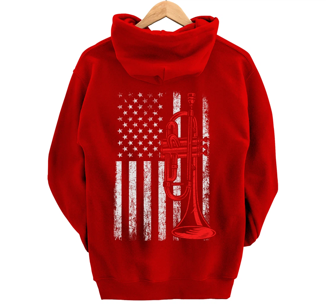 USA Flag Trumpet Pullover Hoodie