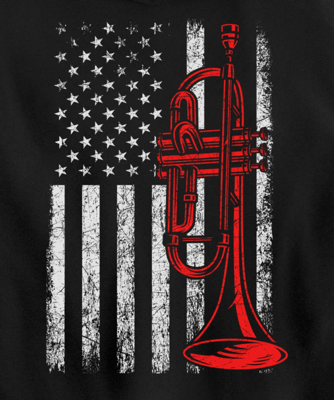 USA Flag Trumpet Pullover Hoodie