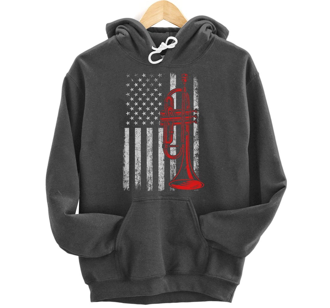 USA Flag Trumpet Pullover Hoodie