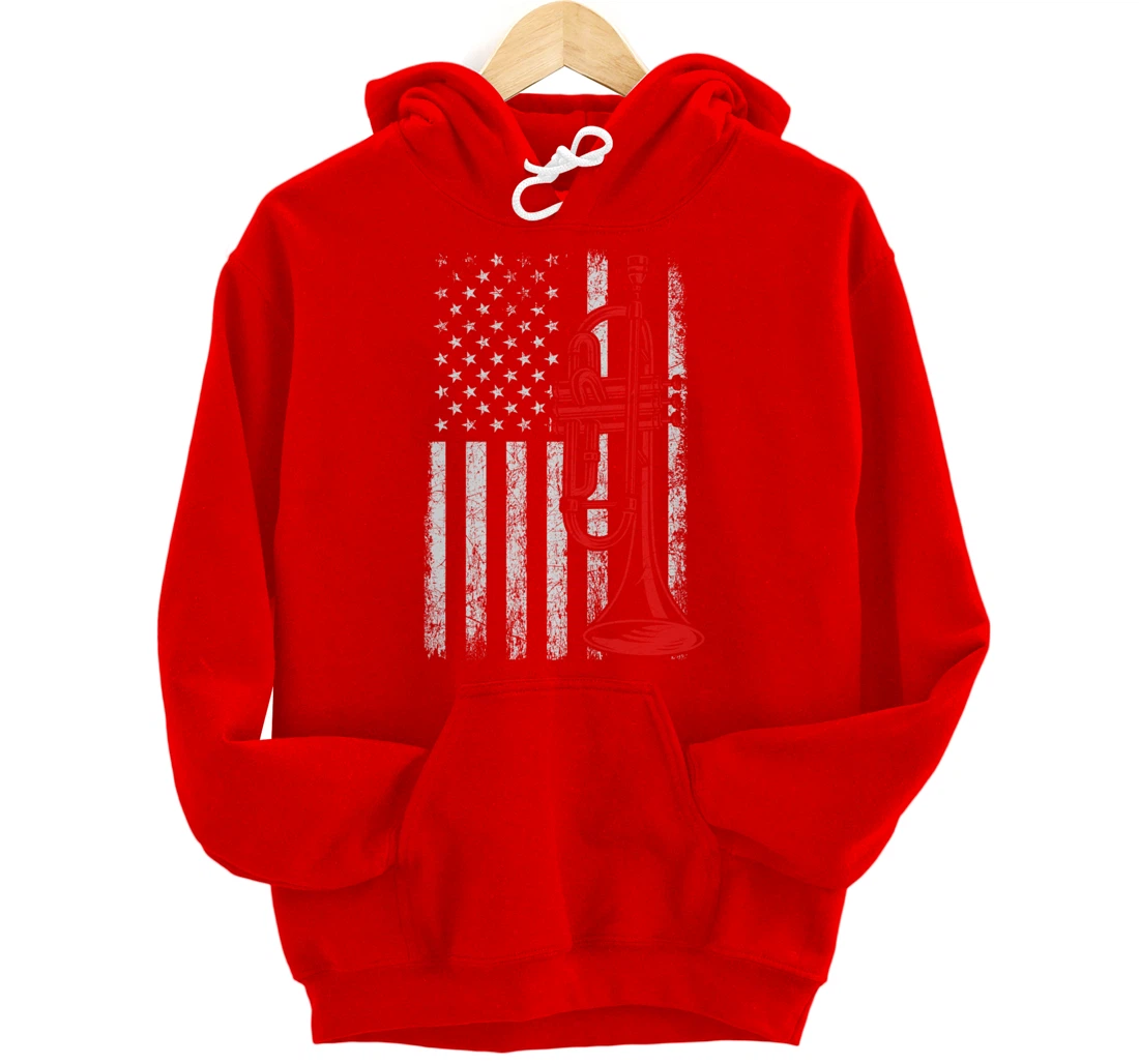 USA Flag Trumpet Pullover Hoodie