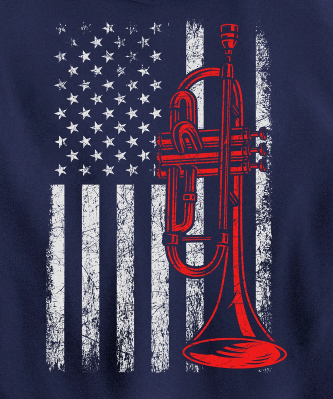 USA Flag Trumpet Pullover Hoodie