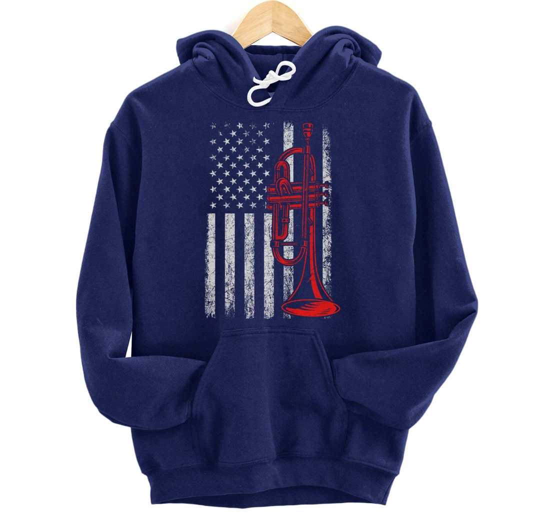 USA Flag Trumpet Pullover Hoodie
