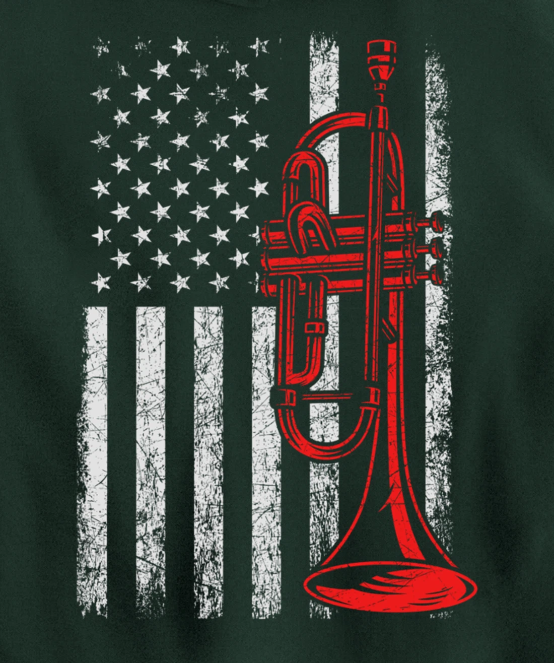 USA Flag Trumpet Pullover Hoodie