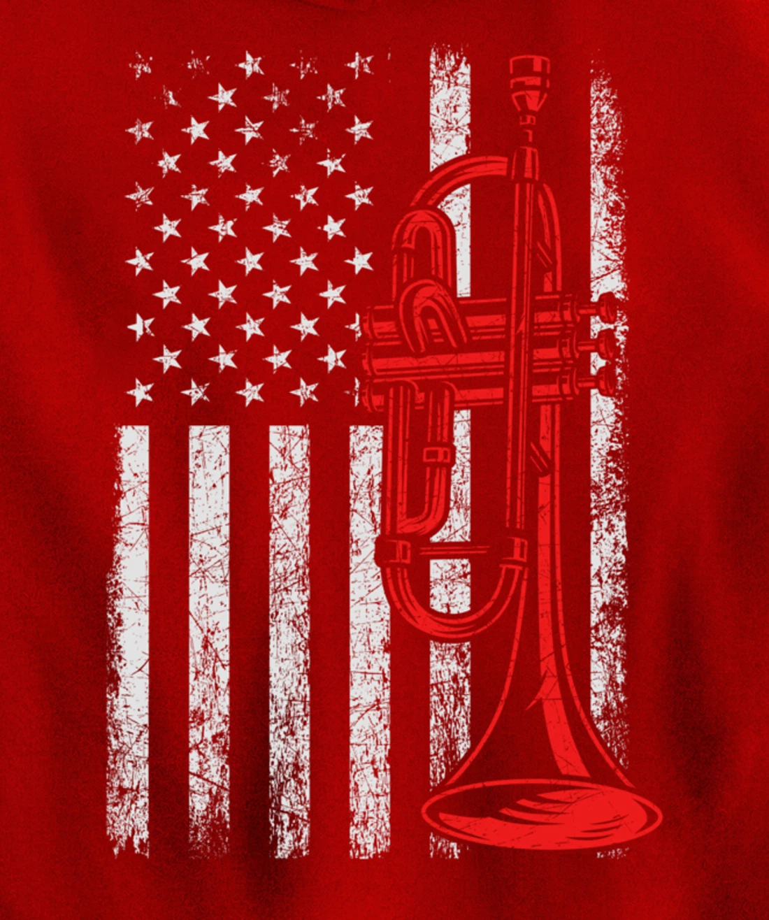 USA Flag Trumpet Pullover Hoodie