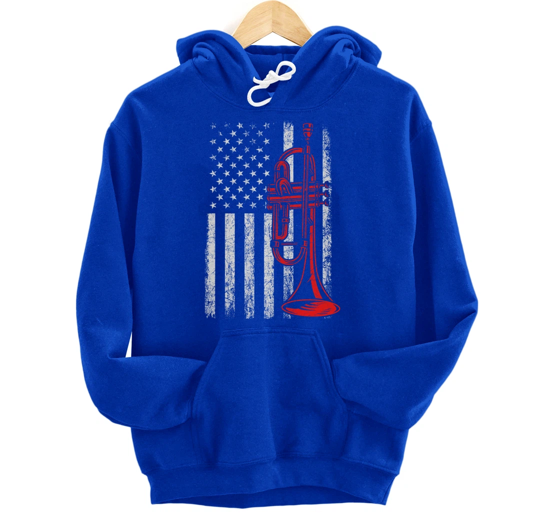 USA Flag Trumpet Pullover Hoodie