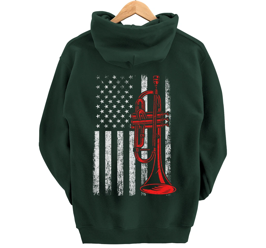 USA Flag Trumpet Pullover Hoodie