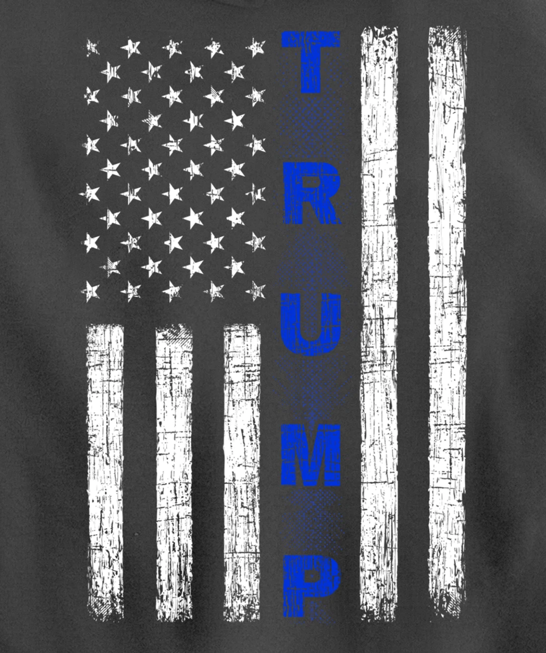 Thin Blue Line Trump American Flag - design on back - Police Pullover Hoodie