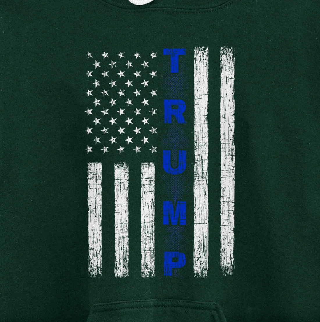 Thin Blue Line Trump American Flag - design on back - Police Pullover Hoodie