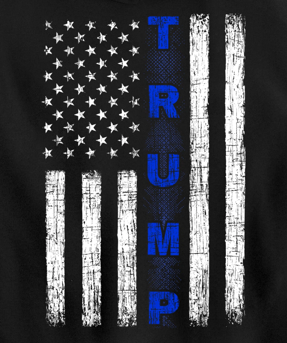 Thin Blue Line Trump American Flag - design on back - Police Pullover Hoodie