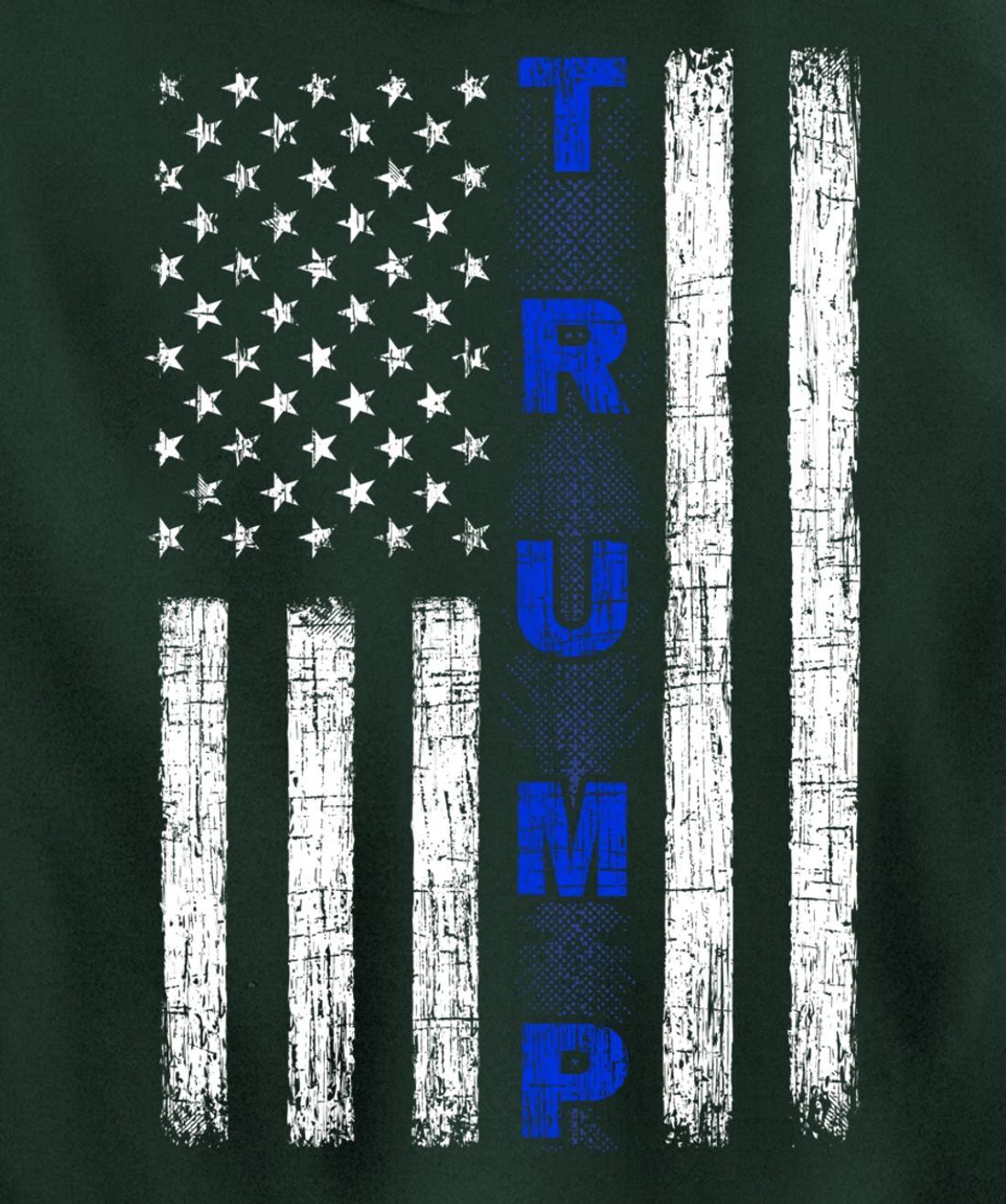 Thin Blue Line Trump American Flag - design on back - Police Pullover Hoodie