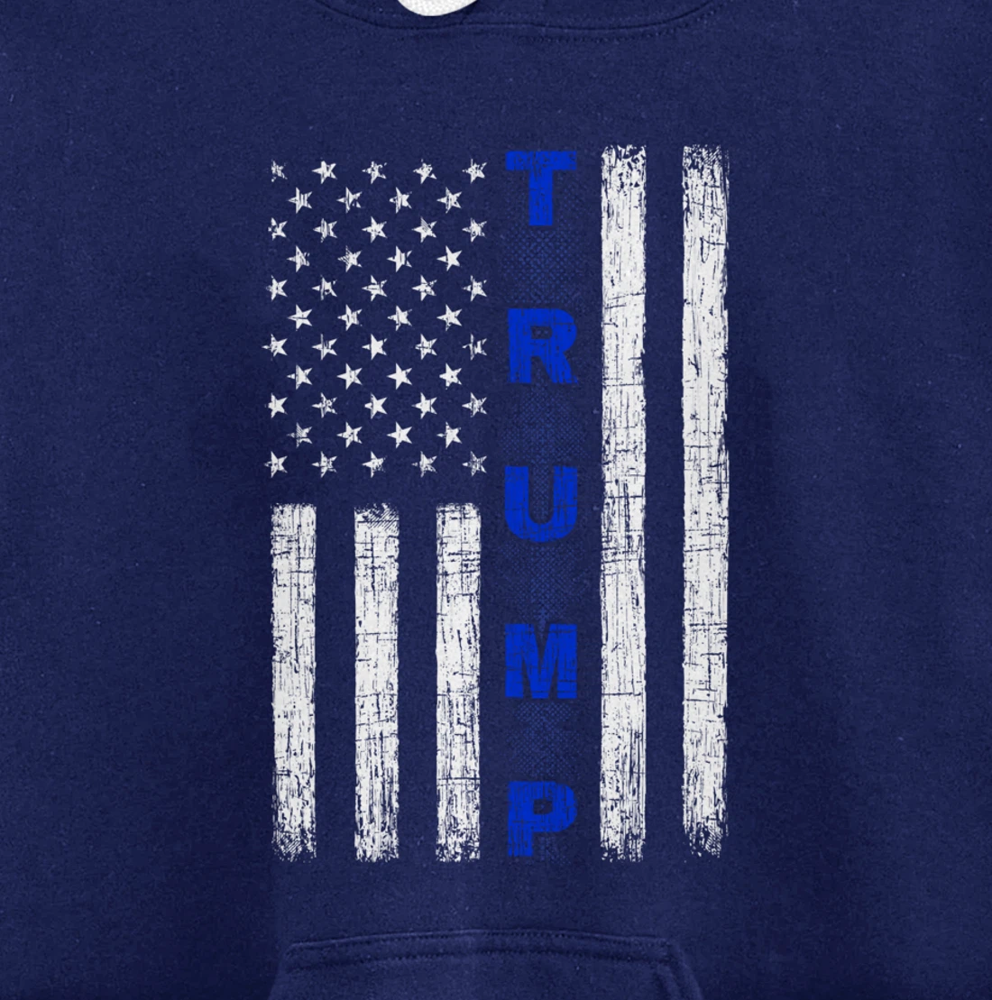 Thin Blue Line Trump American Flag - design on back - Police Pullover Hoodie