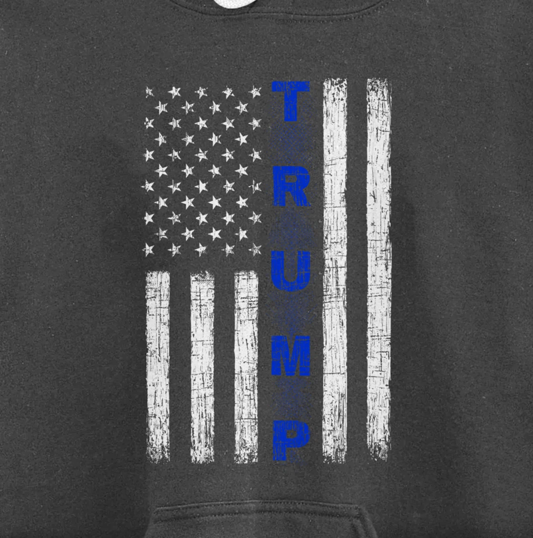 Thin Blue Line Trump American Flag - design on back - Police Pullover Hoodie