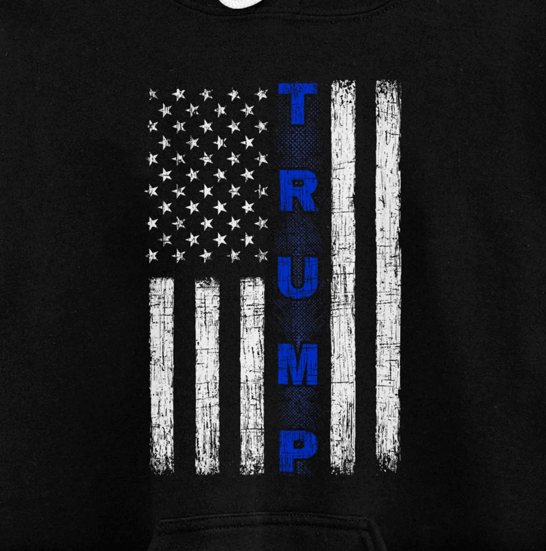 Thin Blue Line Trump American Flag - design on back - Police Pullover Hoodie