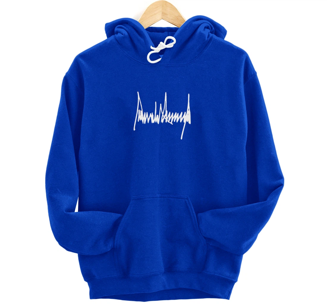 President Donald J Trump Signature Left Chest White Pullover Hoodie