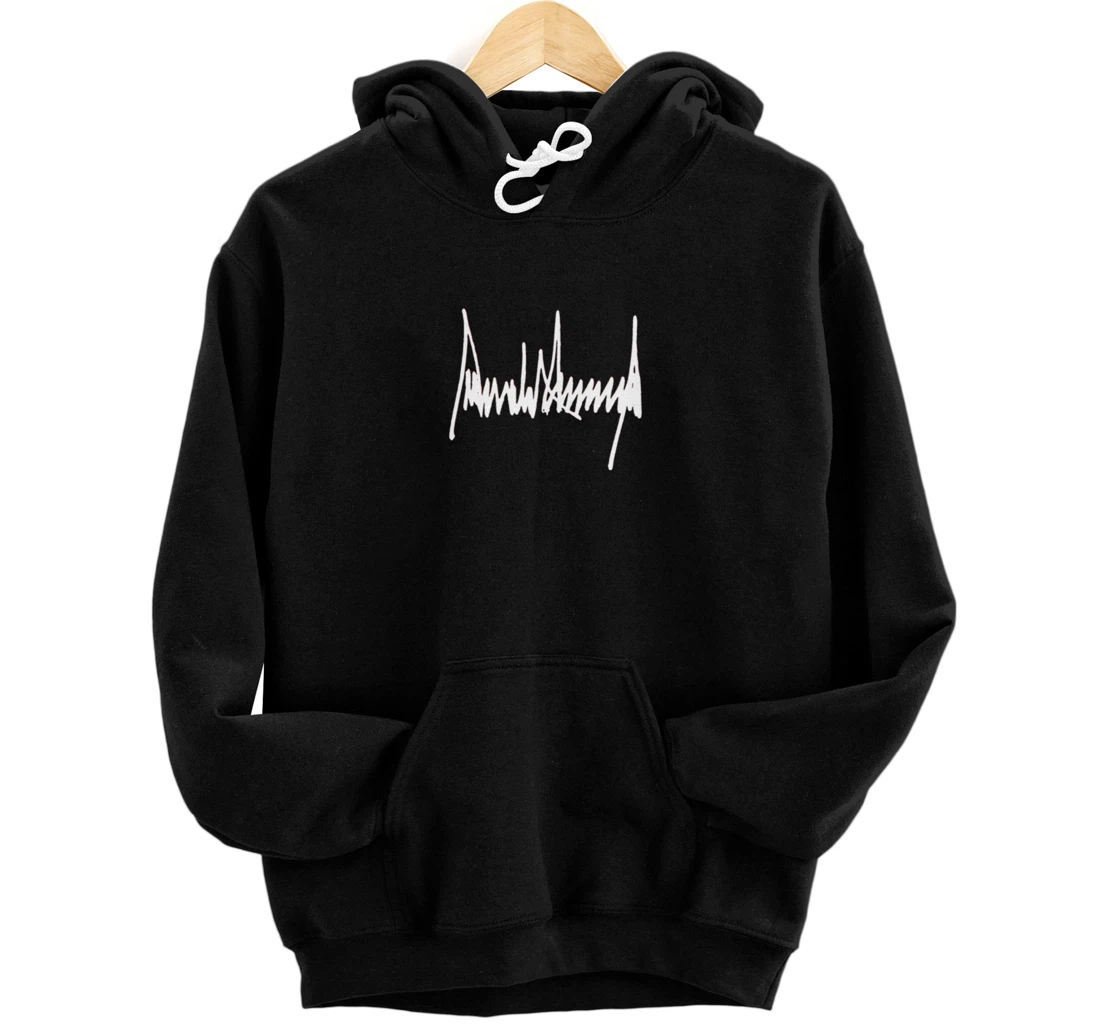 President Donald J Trump Signature Left Chest White Pullover Hoodie