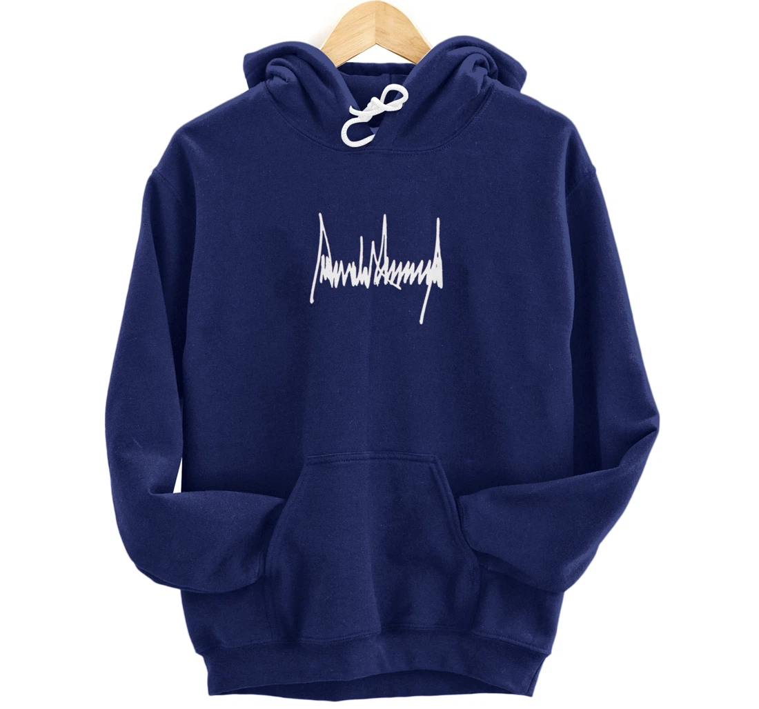 President Donald J Trump Signature Left Chest White Pullover Hoodie