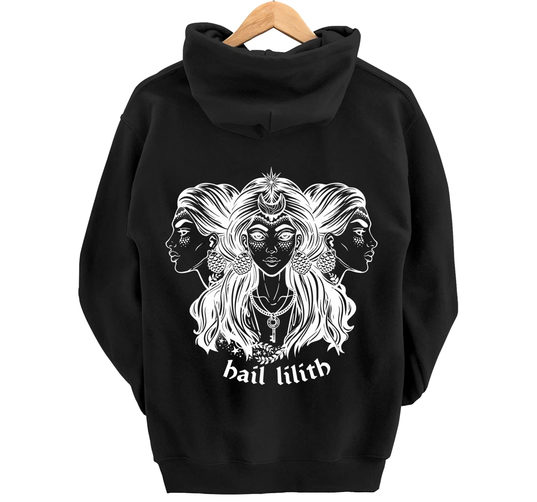 Hail Lilith Dark Demon Goddess Witch Pagan Satan Occult Pullover Hoodie