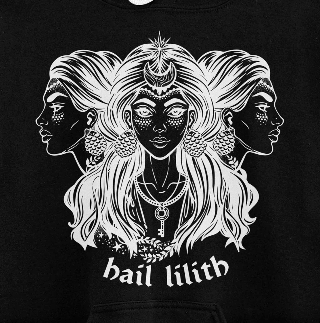 Hail Lilith Dark Demon Goddess Witch Pagan Satan Occult Pullover Hoodie
