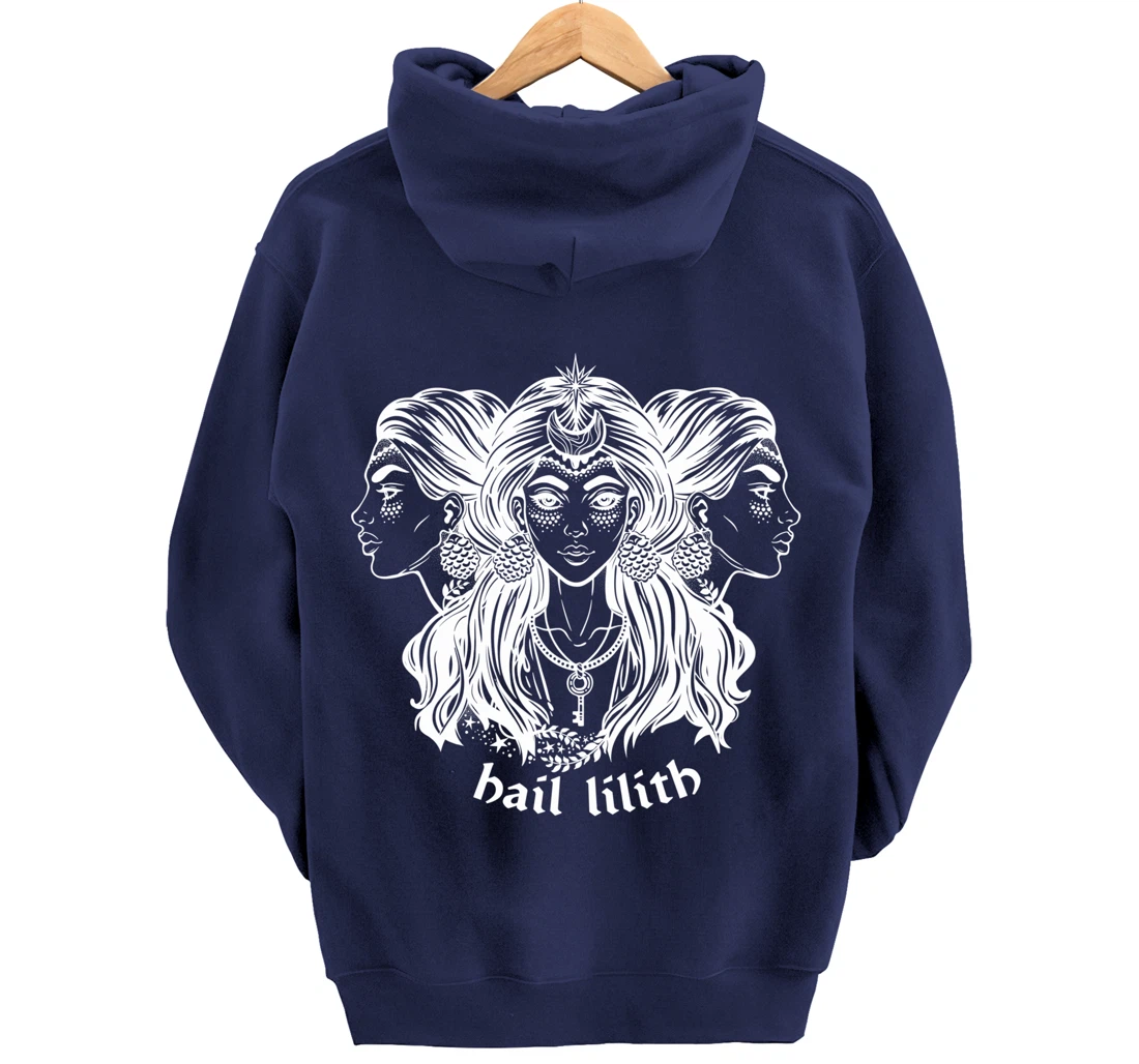 Hail Lilith Dark Demon Goddess Witch Pagan Satan Occult Pullover Hoodie