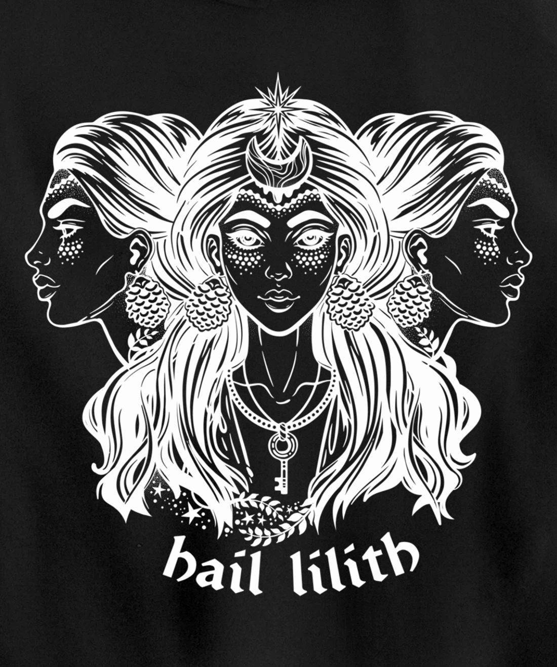 Hail Lilith Dark Demon Goddess Witch Pagan Satan Occult Pullover Hoodie