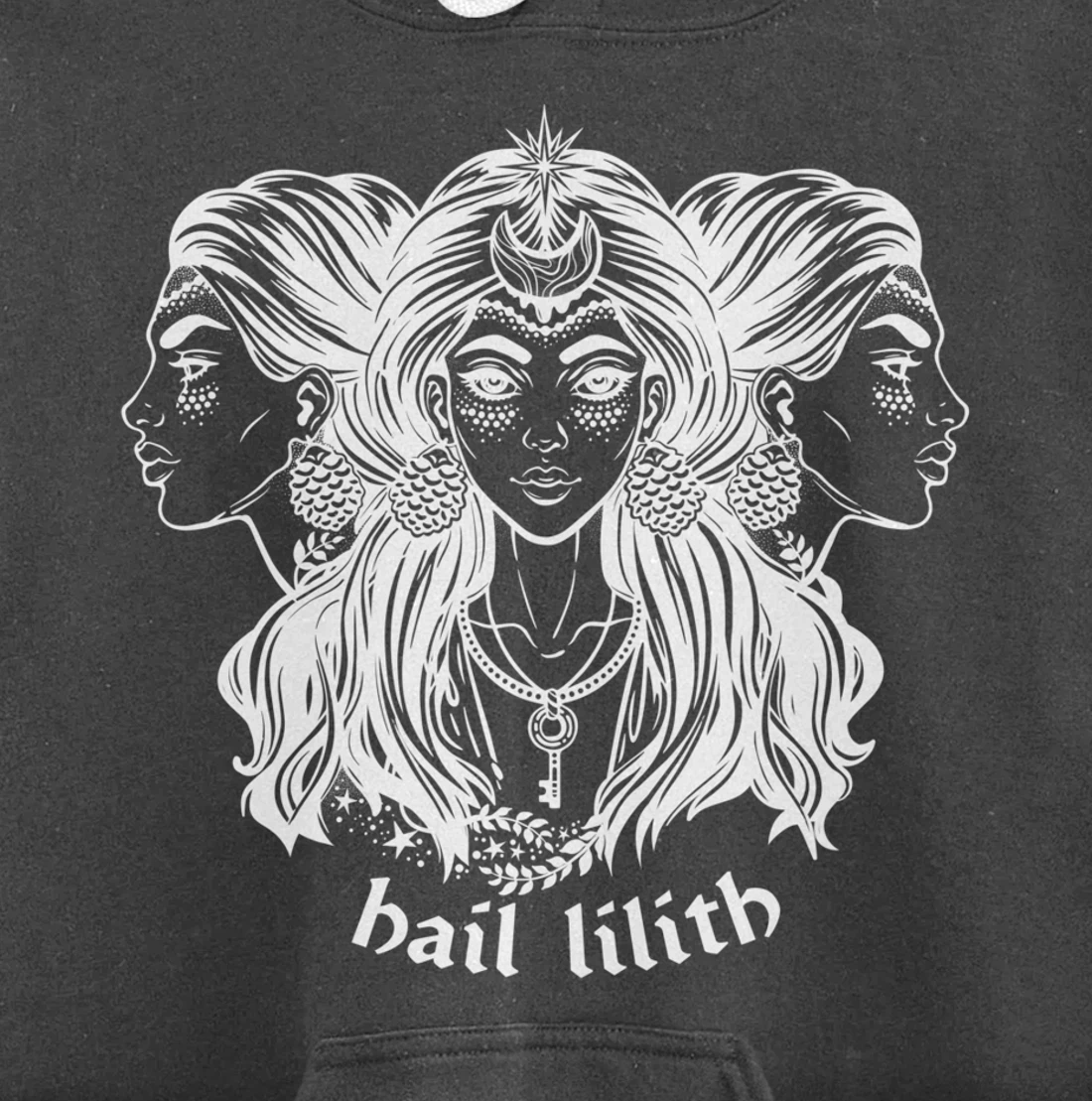 Hail Lilith Dark Demon Goddess Witch Pagan Satan Occult Pullover Hoodie