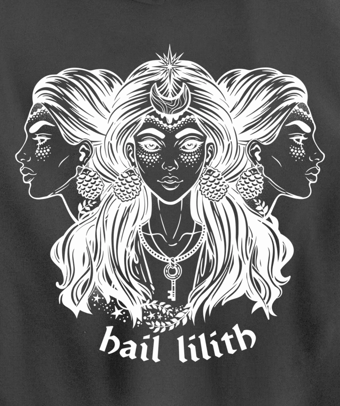 Hail Lilith Dark Demon Goddess Witch Pagan Satan Occult Pullover Hoodie