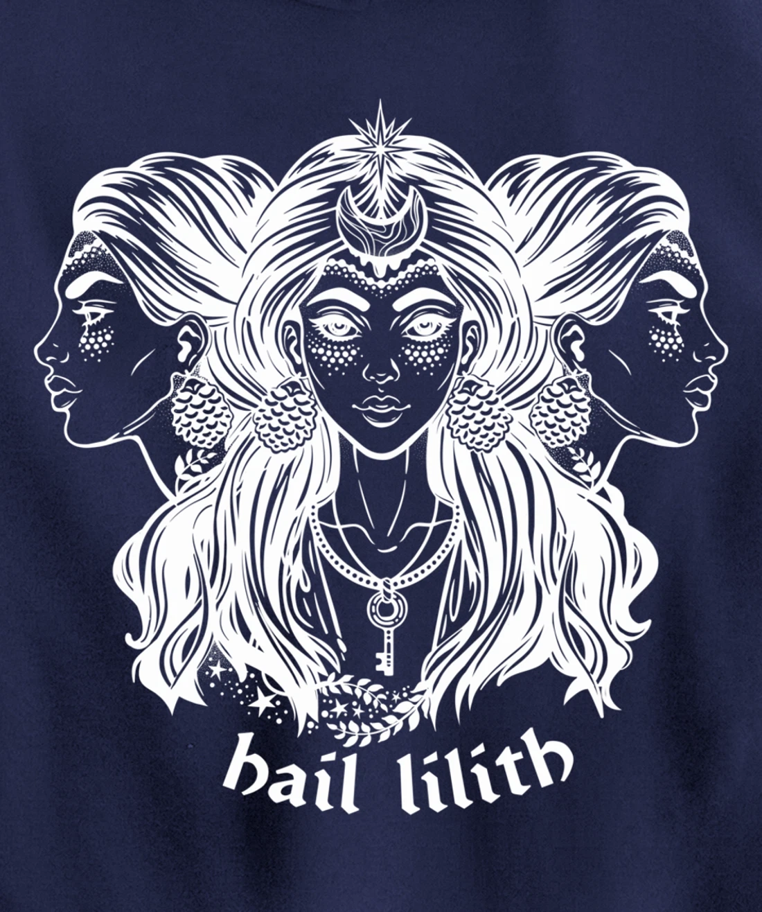 Hail Lilith Dark Demon Goddess Witch Pagan Satan Occult Pullover Hoodie